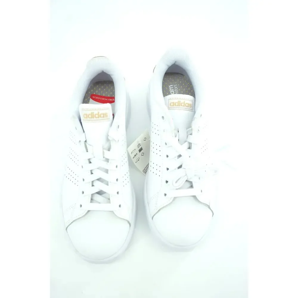 Adidas Women Avantage White Leather Lace-Up Sneaker Size 6.5 striped